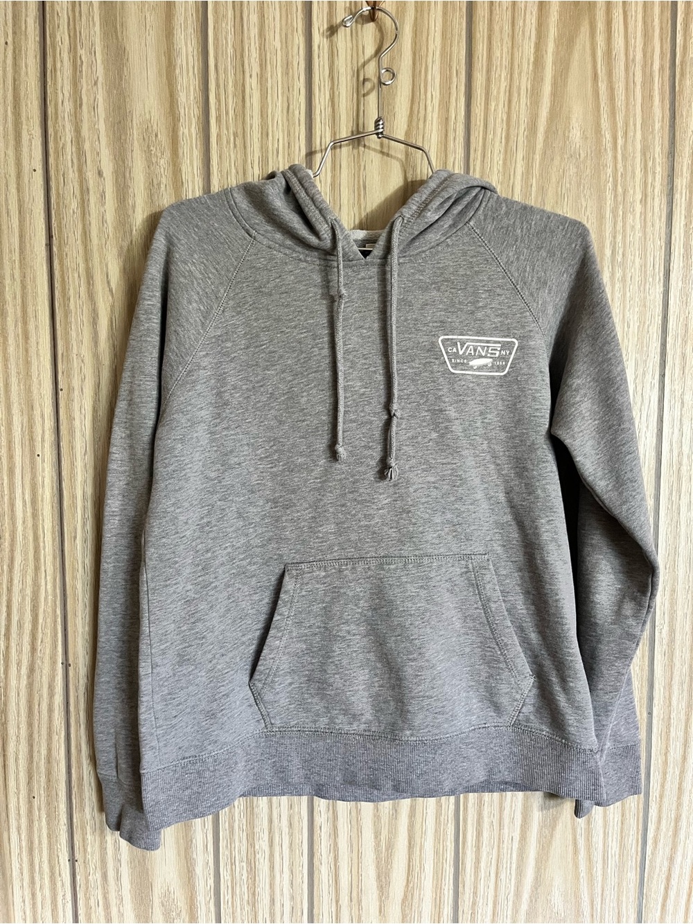 Vans Off The Wall Heather Gray Pullover Hoodie Logo Patch Size S
